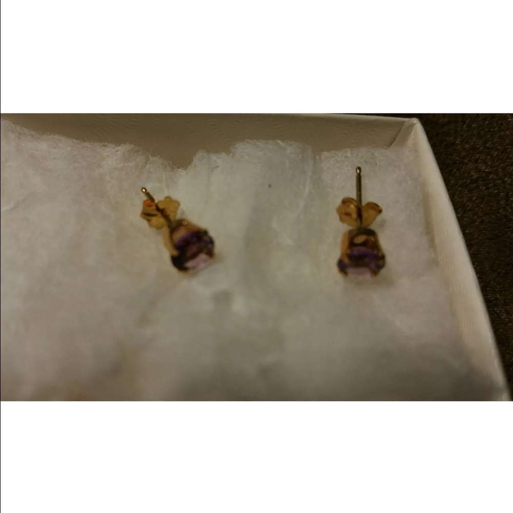 14k gold amethyst earrings - Picture 3 of 3